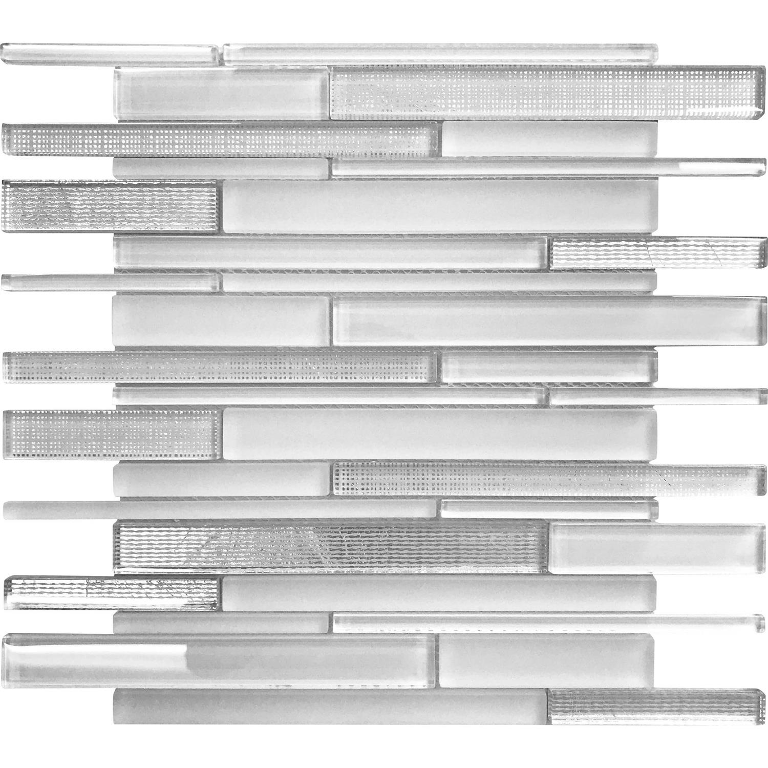 Apollo Tile White 11.8 in. x 12.2 in. Linear Polished and Matte Finished Glass Mosaic Tile - Cheap Fitting
