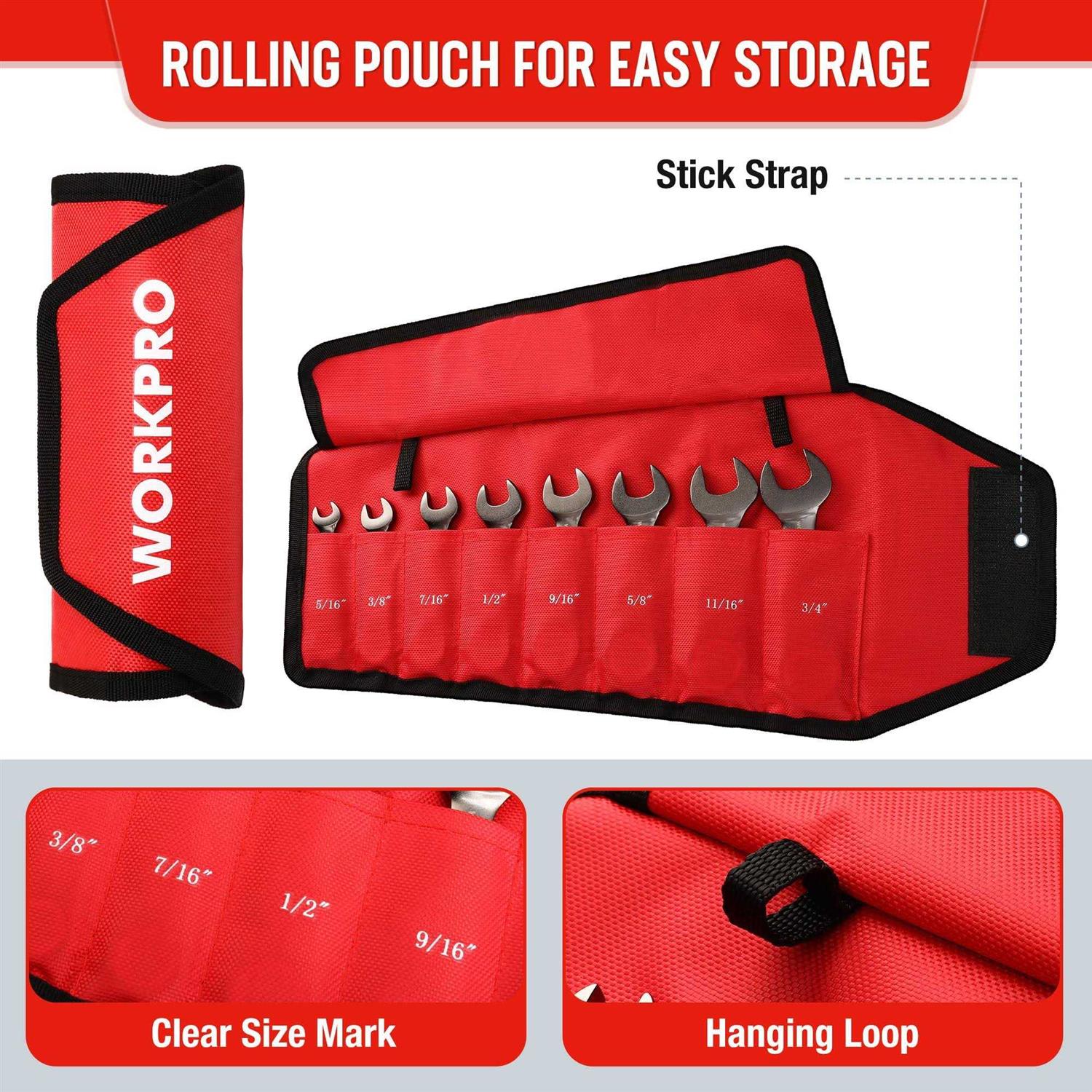 WORKPRO 8-Piece Flex-Head Stubby Ratcheting Combination Wrench Set - Cheap Fitting