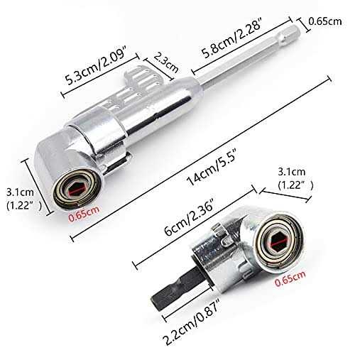 Jamiikury Silver 105 Degree Right Angle Drill Bit Holder, 1/4 Hex Shank Driver Angle Extension and Flexible Angle Extension Bit Kit for Screwdriver - Cheap Fitting
