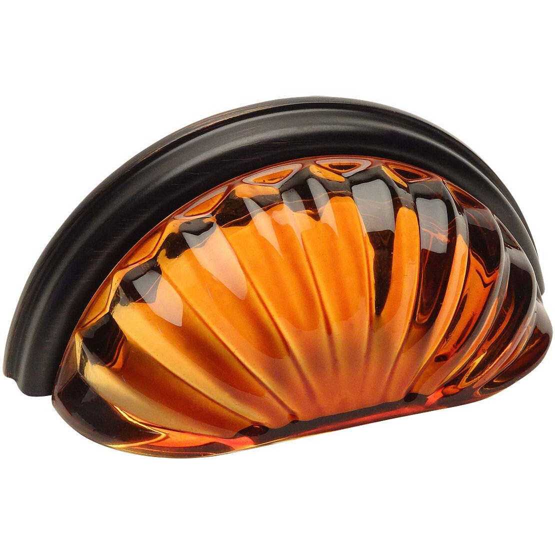 Cosmas 6381ORB-A Oil Rubbed Bronze with Amber Glass Cabinet Cup Pull - Cheap Fitting