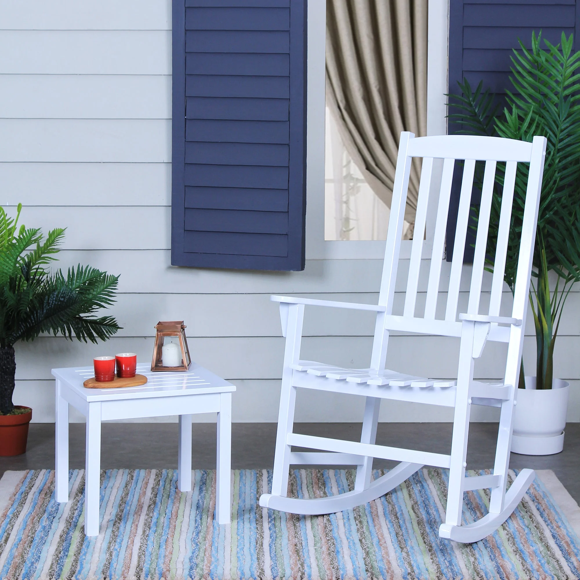 Alston Solid Wood Patio Side Table White Finish - Cheap Fitting