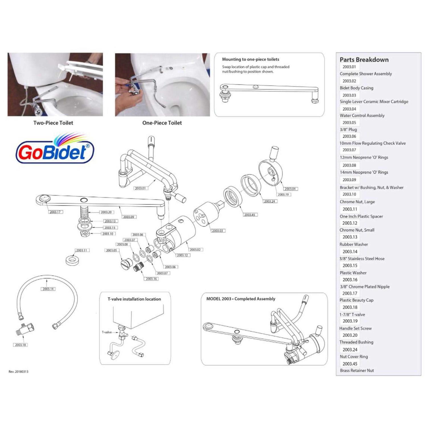GoBidet 2003C Chrome Bidet Attachment - Cheap Fitting