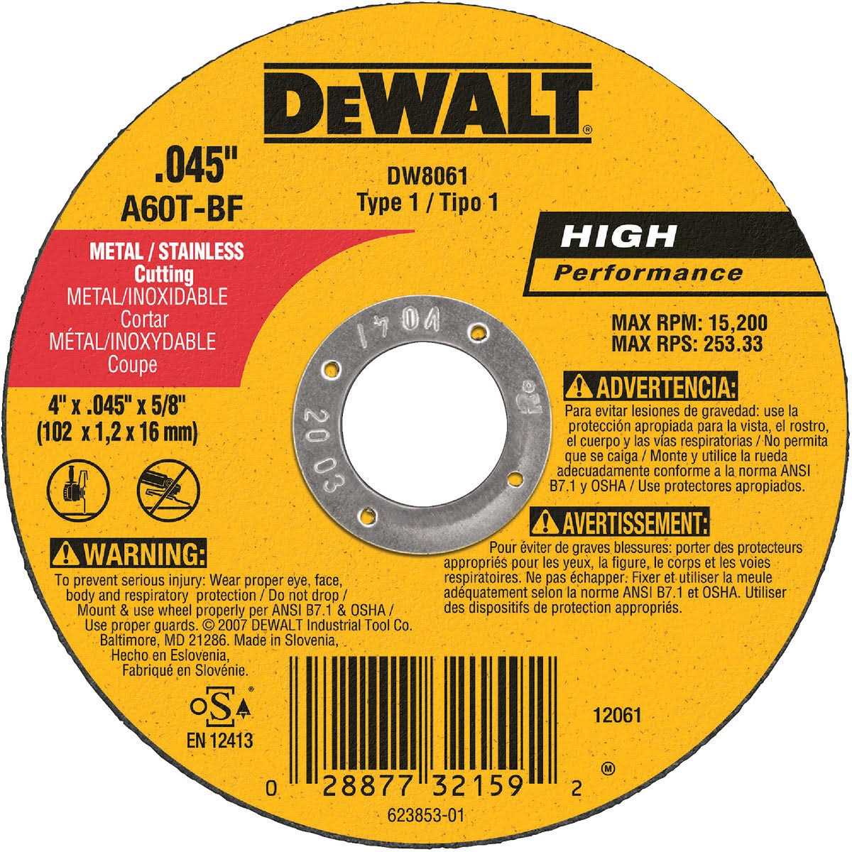 Dewalt 14 Chop Saw Wheel DW8001 - Cheap Fitting