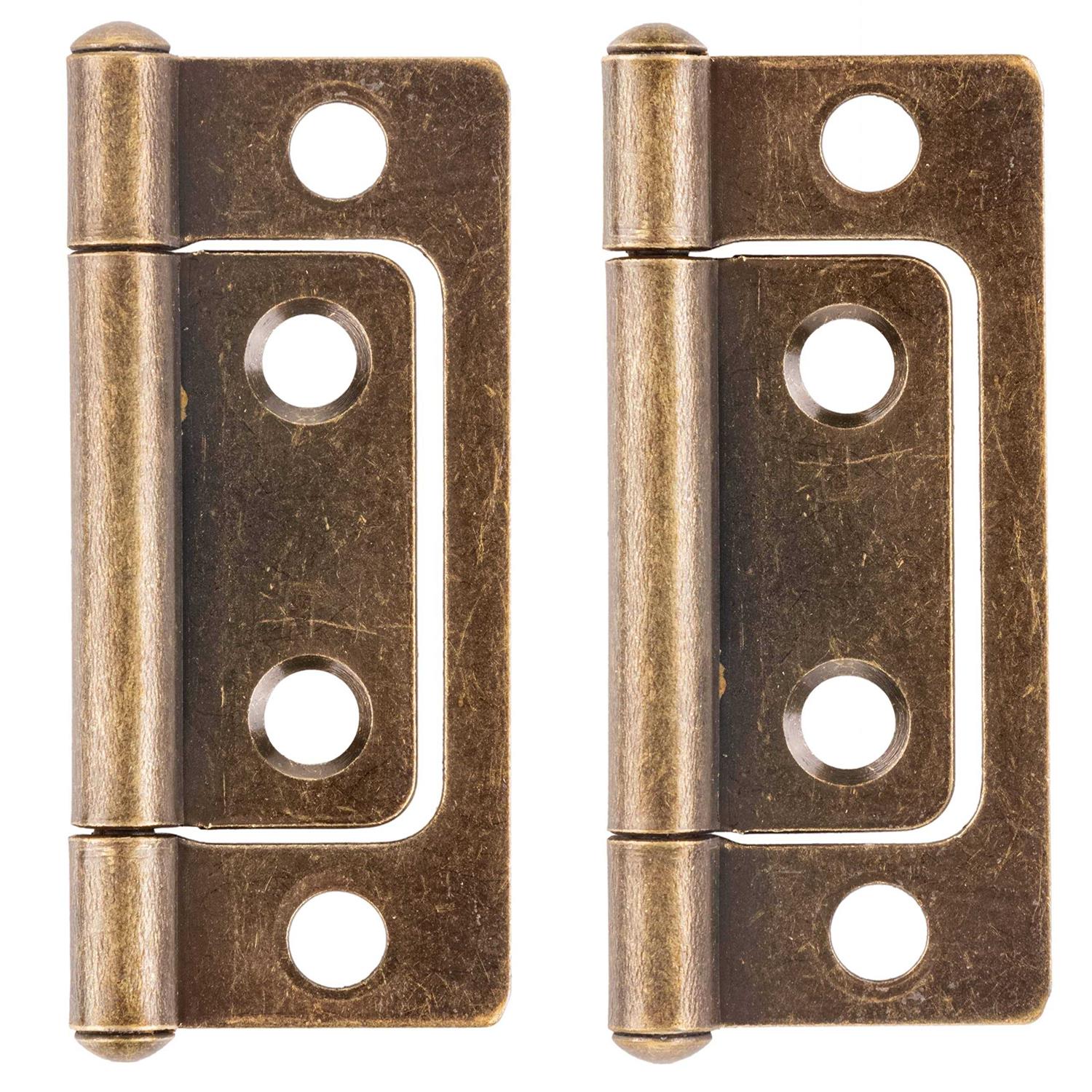 UNIQANTIQ HARDWARE SUPPLY 2 x 11/16 Antique Brass Plated Non-Mortise hinges - Cheap Fitting