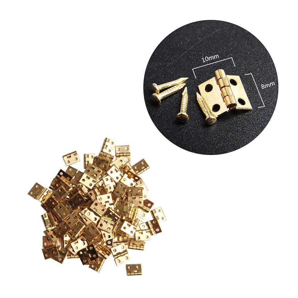 Wixine 100Pcs Mini Brass Plated Hinge	Wixine 100Pcs Mini Brass Plated Hinge - Cheap Fitting