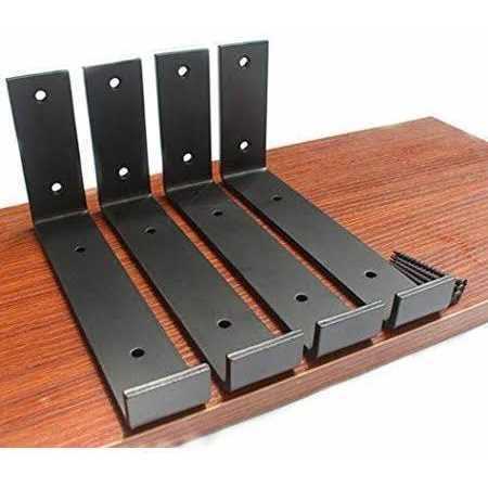 Mhmydz 4 Pack 725’l X 4’h X 15’w 5mm Thick Black Hook Brackets Hook Iron Shelf Brackets J Bracket Metal Shelf Bracket Industrial Shelf Bracket Moder - Cheap Fitting