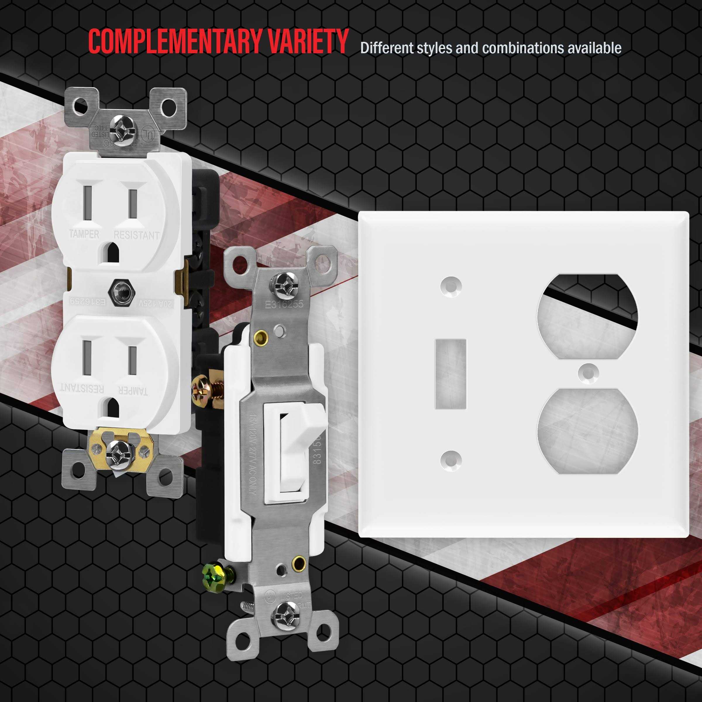 Enerlites 2-Gang Toggle Switch/Duplex Outlet Combination Wall Plate 881121-W - Cheap Fitting