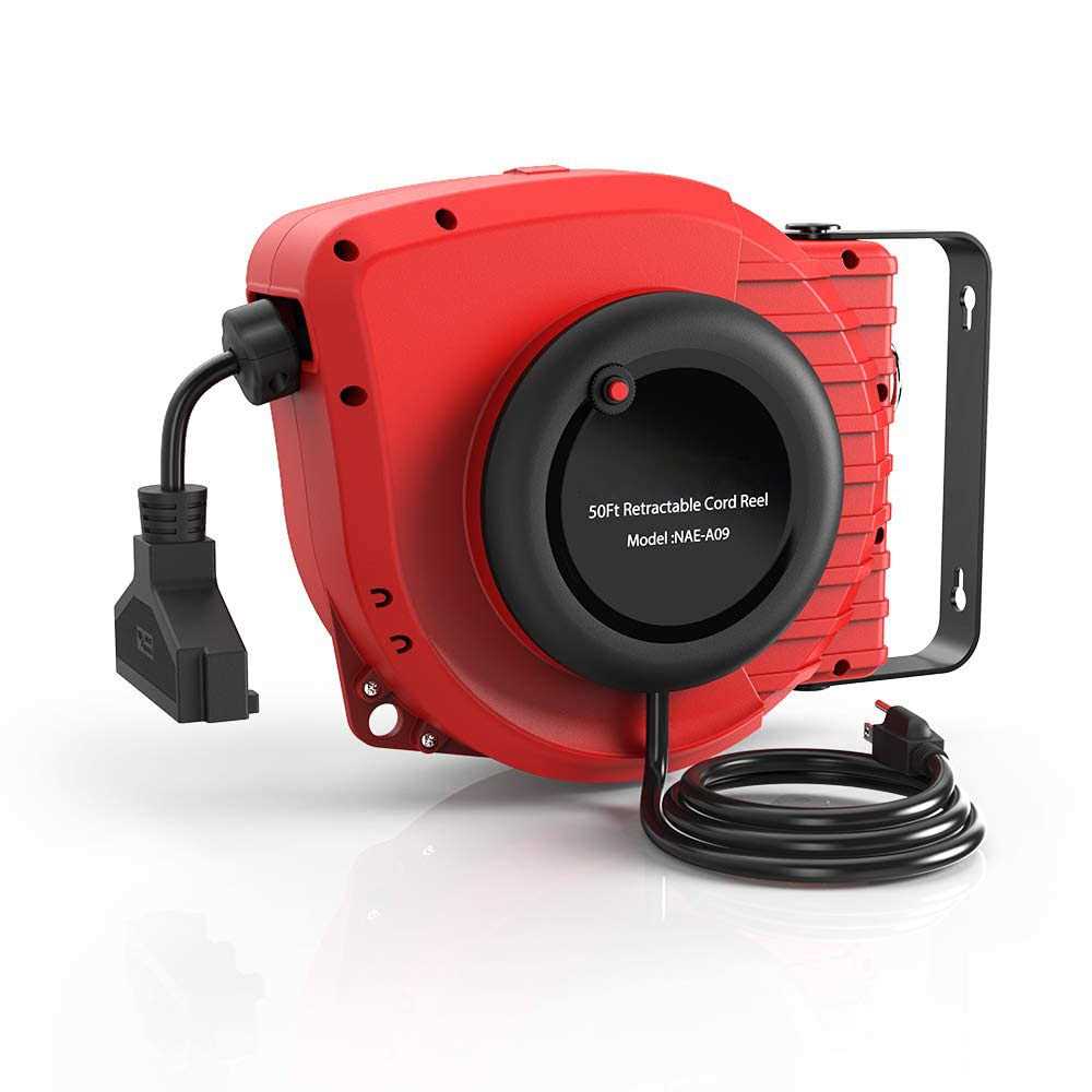 Vistreck 50FT Retractable Extension Cord Reel 14AWG 13A Electrical Power Cord Reel - Cheap Fitting