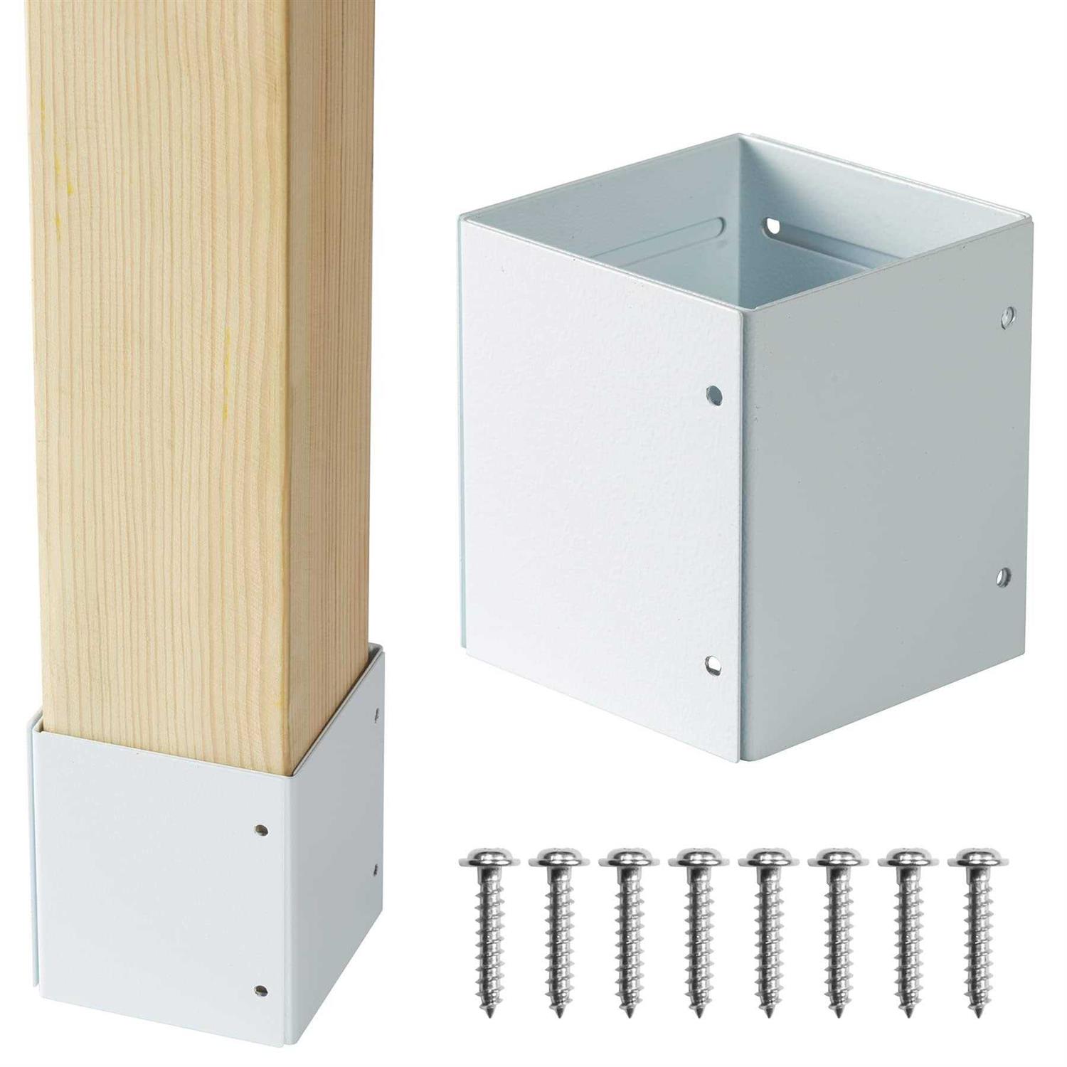 Wanhork 304 Stainless Steel Adjustable Post Protector, Protect mailboxes, Deck and Fences from rain and Damage to Maintenance - Cheap Fitting