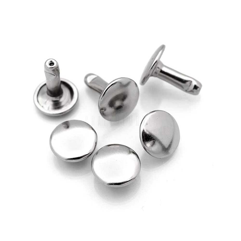 CRAFTMEMORE 9mm Cap x 8mm Post Leather Rivet Double Cap Rivets Tubular Metal Rapid Rivet Studs Leather Craft 50 Sets - Cheap Fitting
