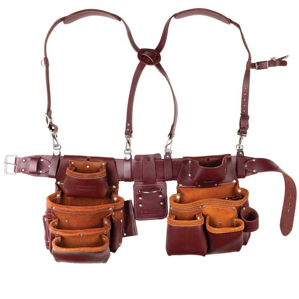 SITE GEAR 16 in. Brown Leather 15-Pocket Pro Framer’s Combo Tool Pouch with Suspenders - Cheap Fitting