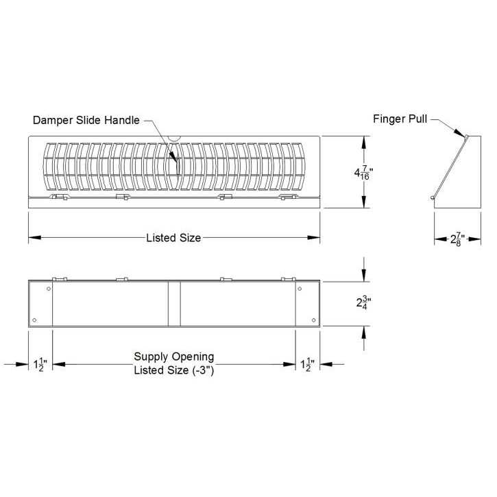 TruAire Brown Plastic Triangular Baseboard Register - Cheap Fitting