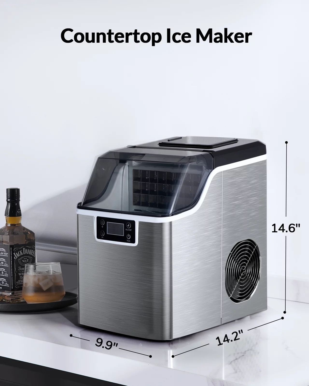 Countertop Ice Maker with 2 Ways to Add Water, 45lbs/24H, 24Pcs Ice Cubes in 13 Min, Self-Cleaning Ice Maker with Ice Scoop and Basket for Home Kitchen - Cheap Fitting