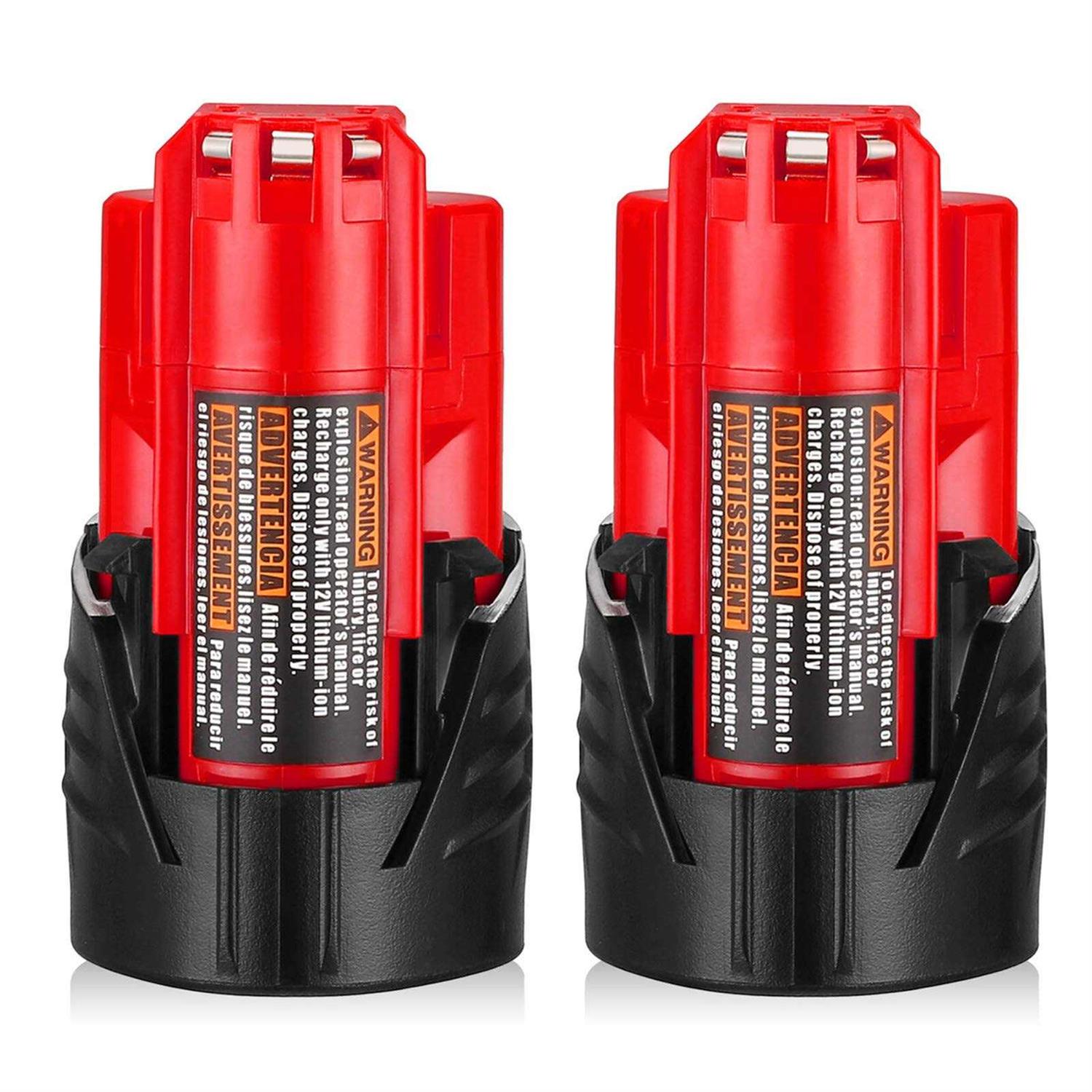 2 Pack 3000mAh M12 Replacement Battery for Milwaukee M12 Battery Compatible with Milwaukee M12 XC Cordless Power Tools Replace for 48-11-2401 - Cheap Fitting