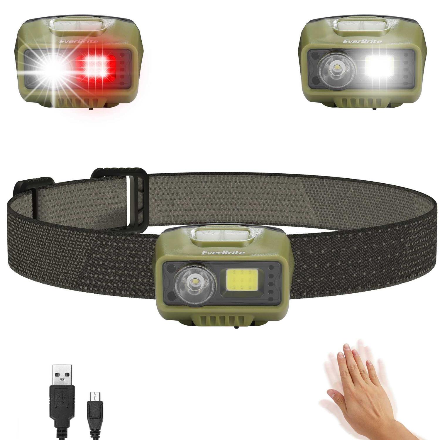 everbrite rechargeable headlamp led bright motion sensor head lamp flashlight - Cheap Fitting