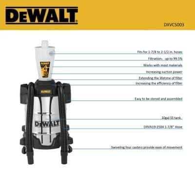 Dewalt Dust Separator with 10 Gal. Stainless Steel Tank - Cheap Fitting