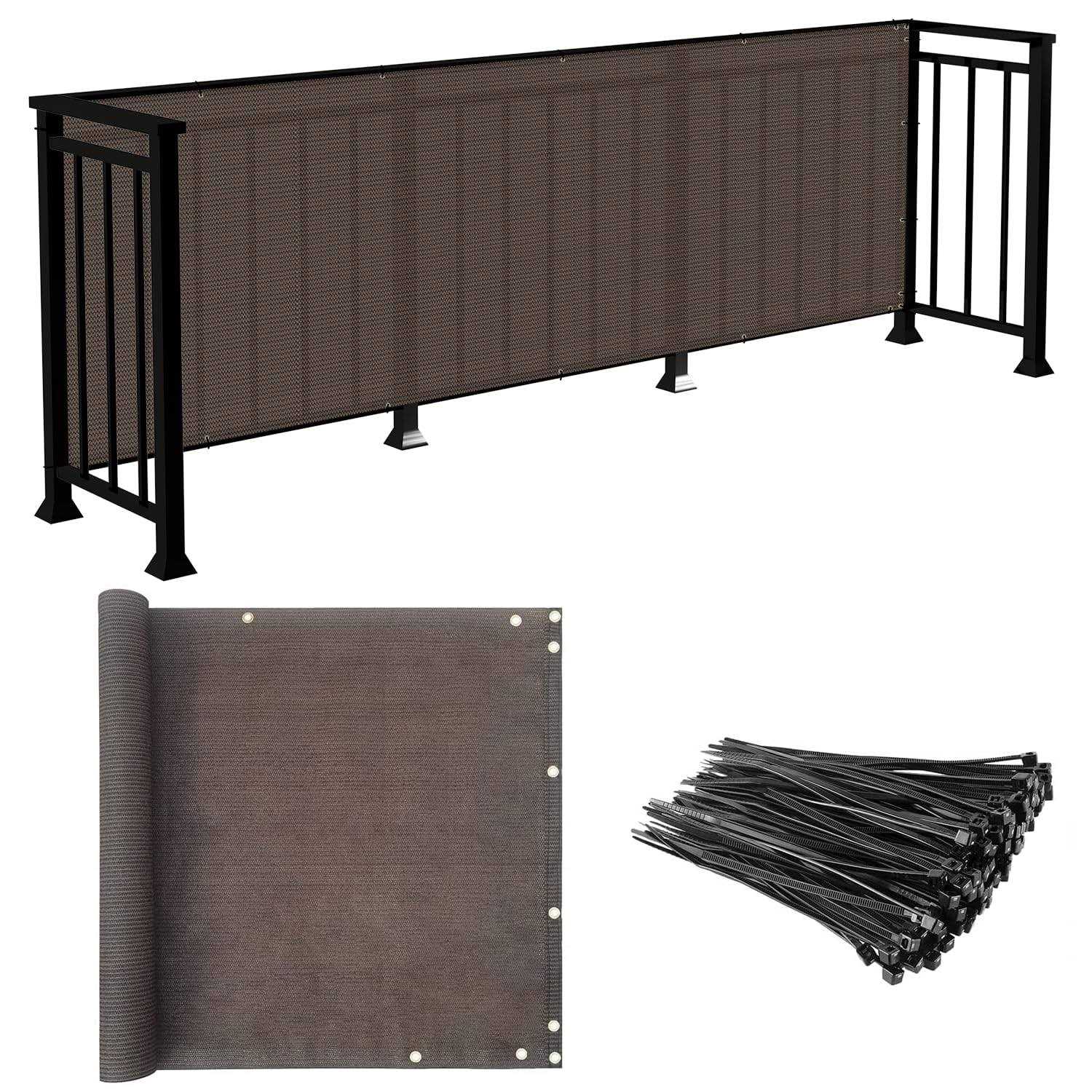 E&K Sunrise 3′ x Balcony Privacy Fence Screen Cover with Zip Ties Outdoor Screen Fence UV Protection for Deck Patio Backyard Apartment Pool - Cheap Fitting