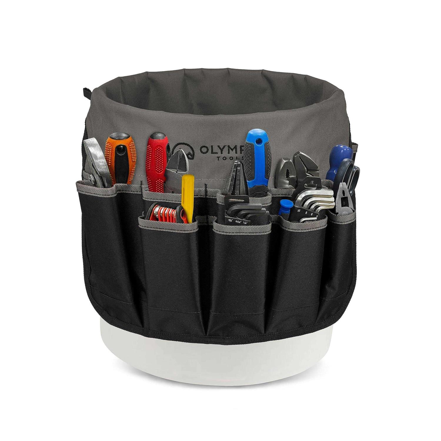 Olympia 18 in. 30-Pocket Black 5 gal. Tool Bucket Organizer - Cheap Fitting