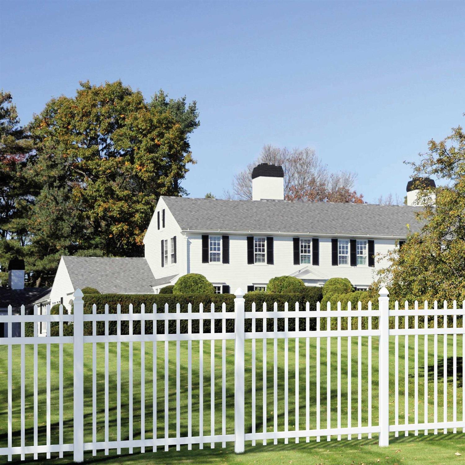 Manchester 6 ft. x 6 ft. White Vinyl Picket Fence Panel Outdoor Essentials 128008 - Cheap Fitting