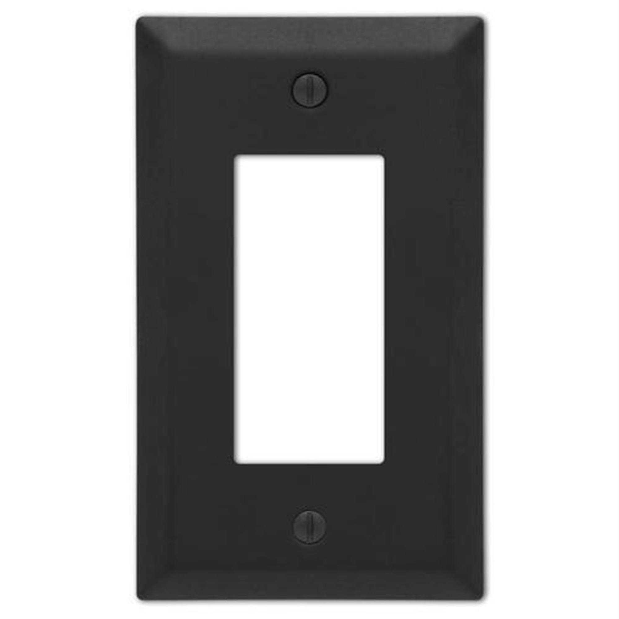 Amerelle Wall Plate Century Matte Black 1 gang Stamped Steel Rocker - Cheap Fitting