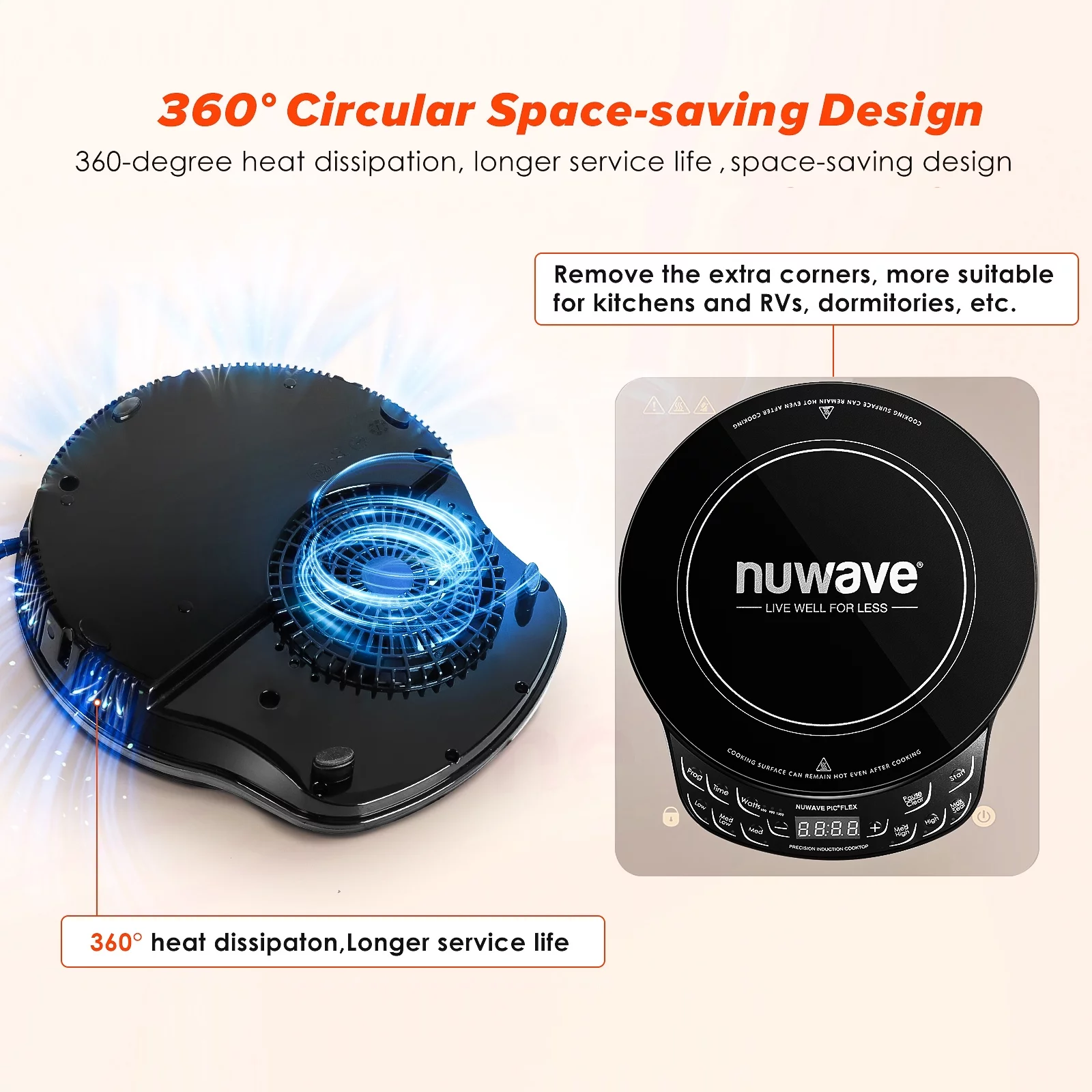 NuWave Portable Induction Cooktop Flex, 10.25-inch Shatter-Proof Ceramic Glass and Large 6.5-inch Heating Coil, 3 Wattage Settings 600, 900 & 1300 Watts, Hot - Cheap Fitting