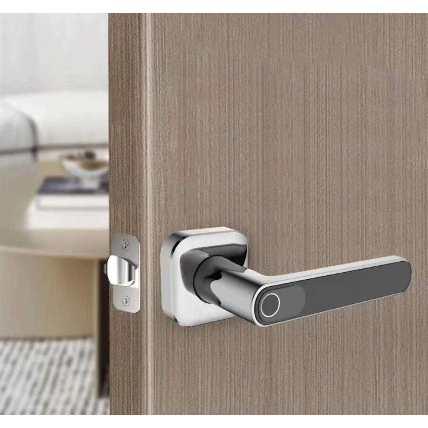 Defiant Satin Nickel Biometric Electronic Lever Door Lock - Cheap Fitting