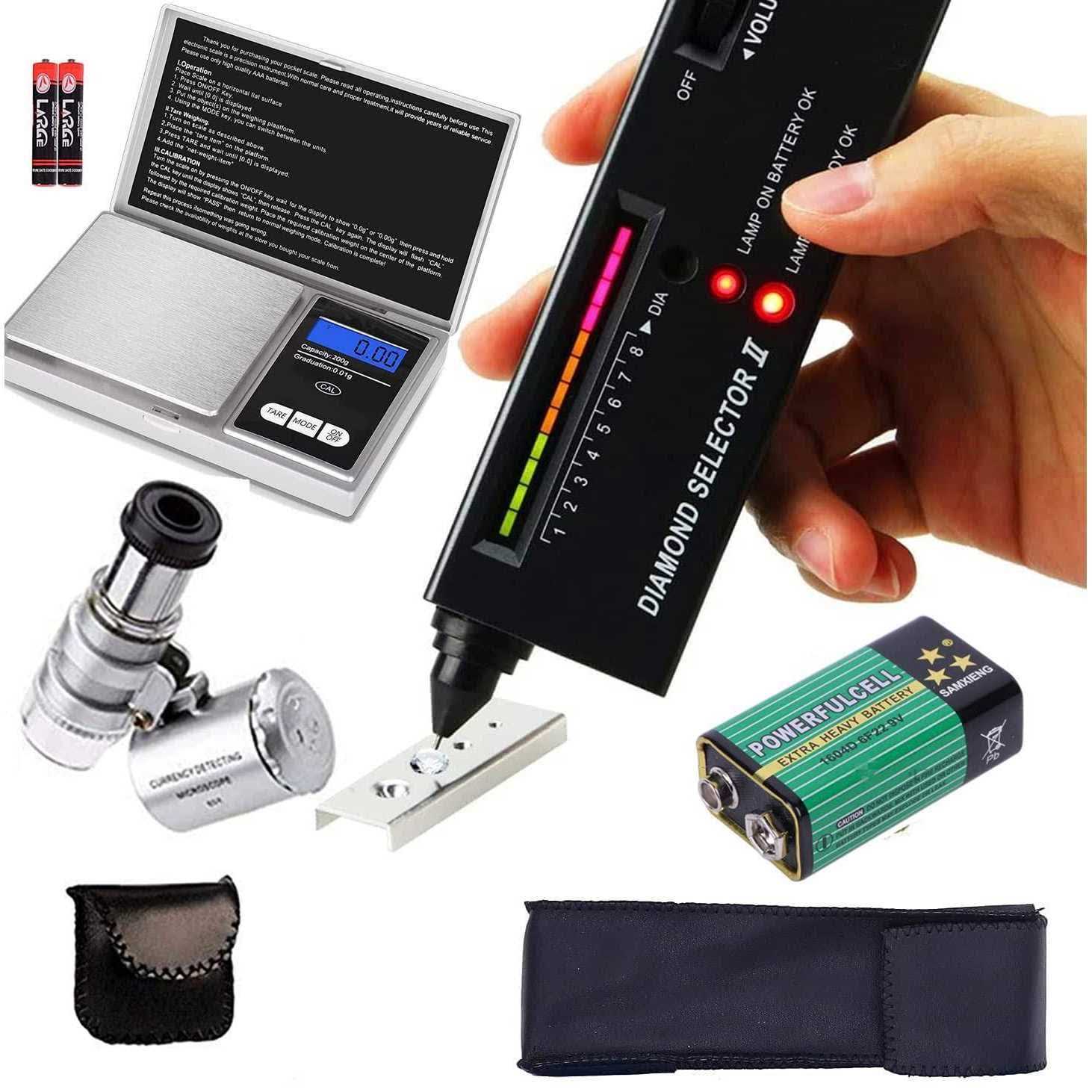 Szxhf Diamond Tester Pen High Accuracy Jewelry Diamond Tester+200g/0.01g Mini Jewelry Scale+60X Mini LED Magnifying - Cheap Fitting