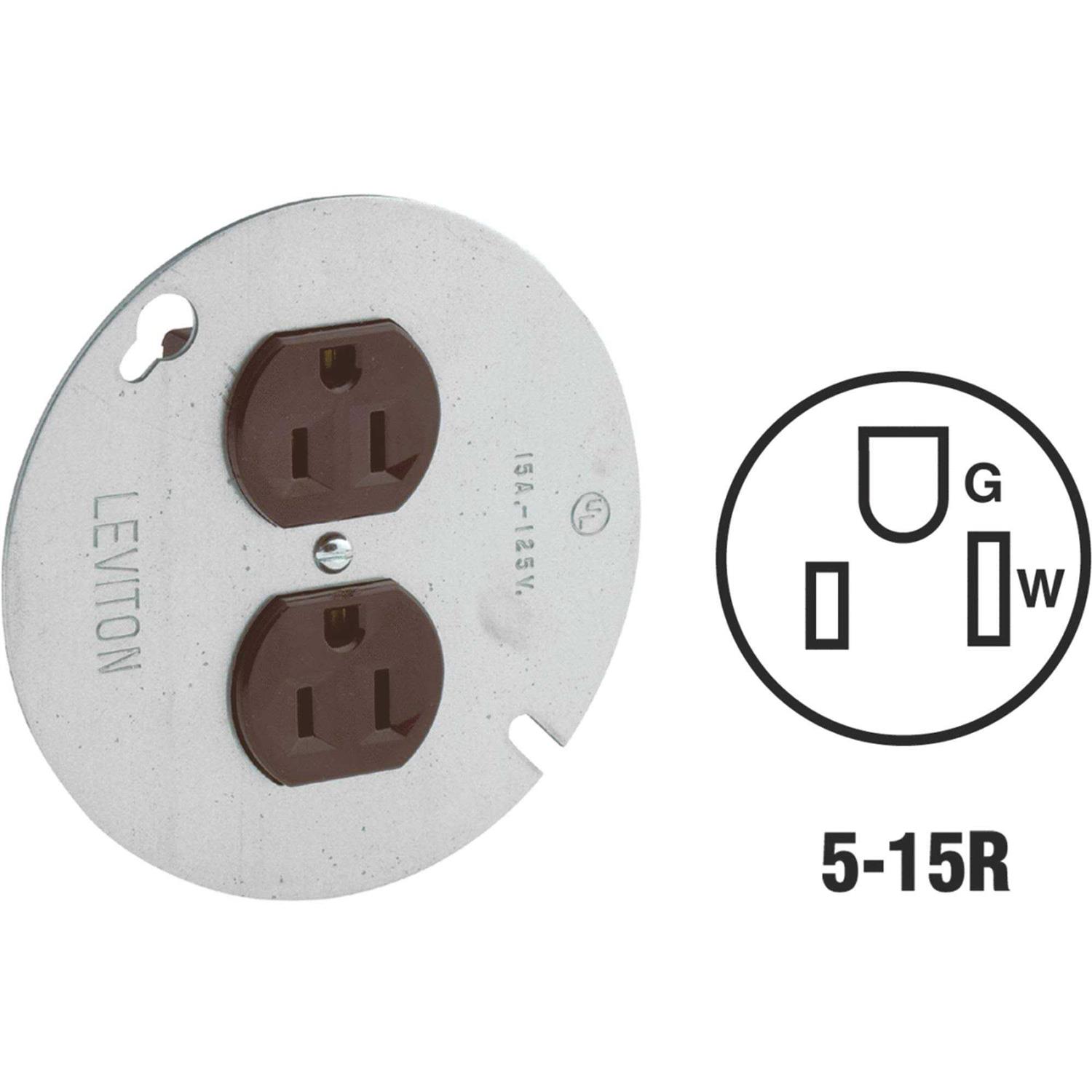 Leviton 5042 15 Amp Duplex Receptacle On 4 Cover - Cheap Fitting