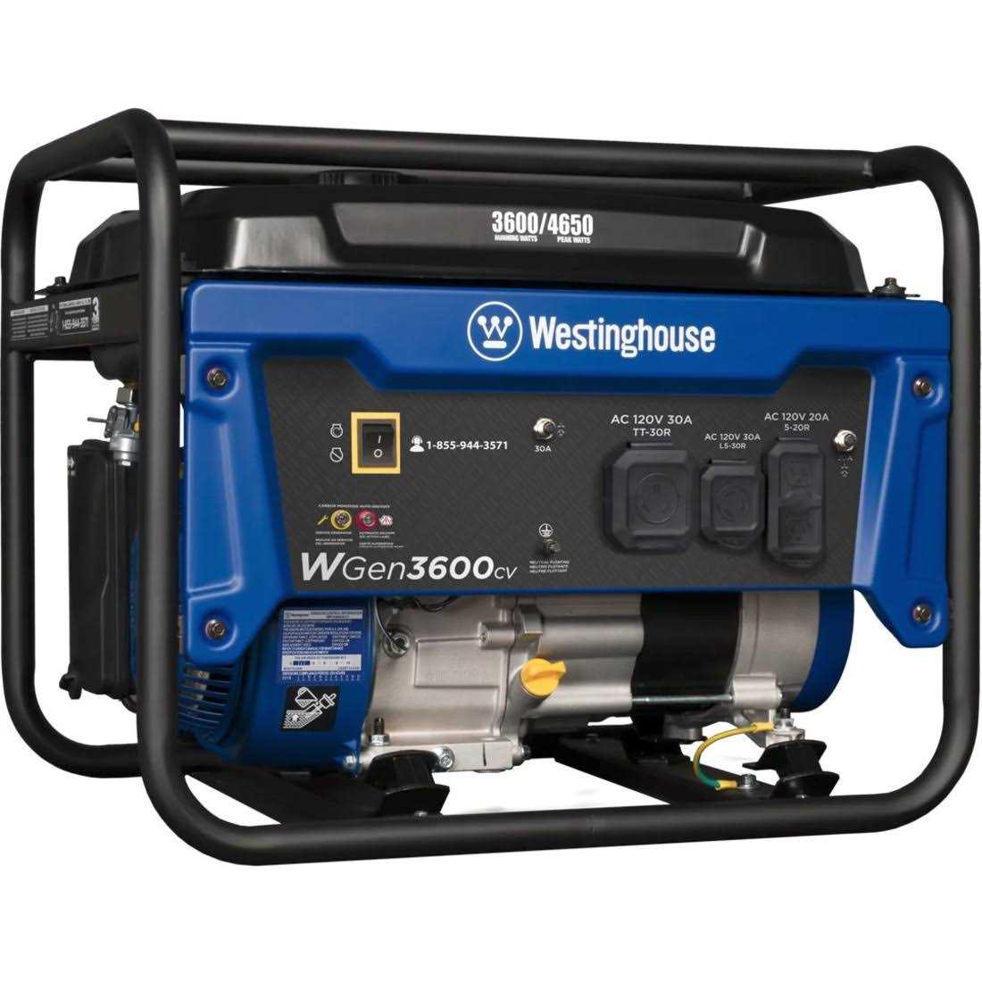 Westinghouse WGen3600cv 3600 Watt Portable Generator w/ RV Outlet & CO Sensor - Cheap Fitting