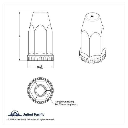United Pacific 10064b Chrome Plastic 33mm Thread-On Nut Cover with Fla - Cheap Fitting