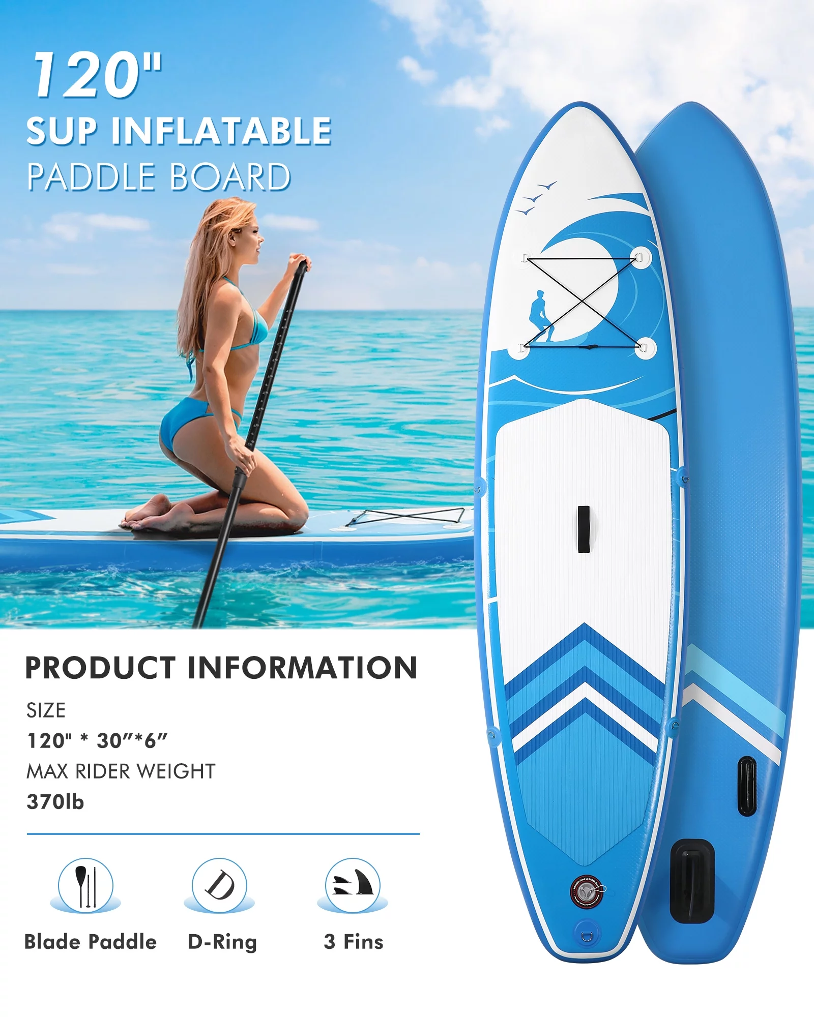 Marnur Inflatable Paddle Board Stand up Paddle Board 10' SUP 6 in.Thick Board Carry Bag & Fast Pumping Green - Cheap Fitting
