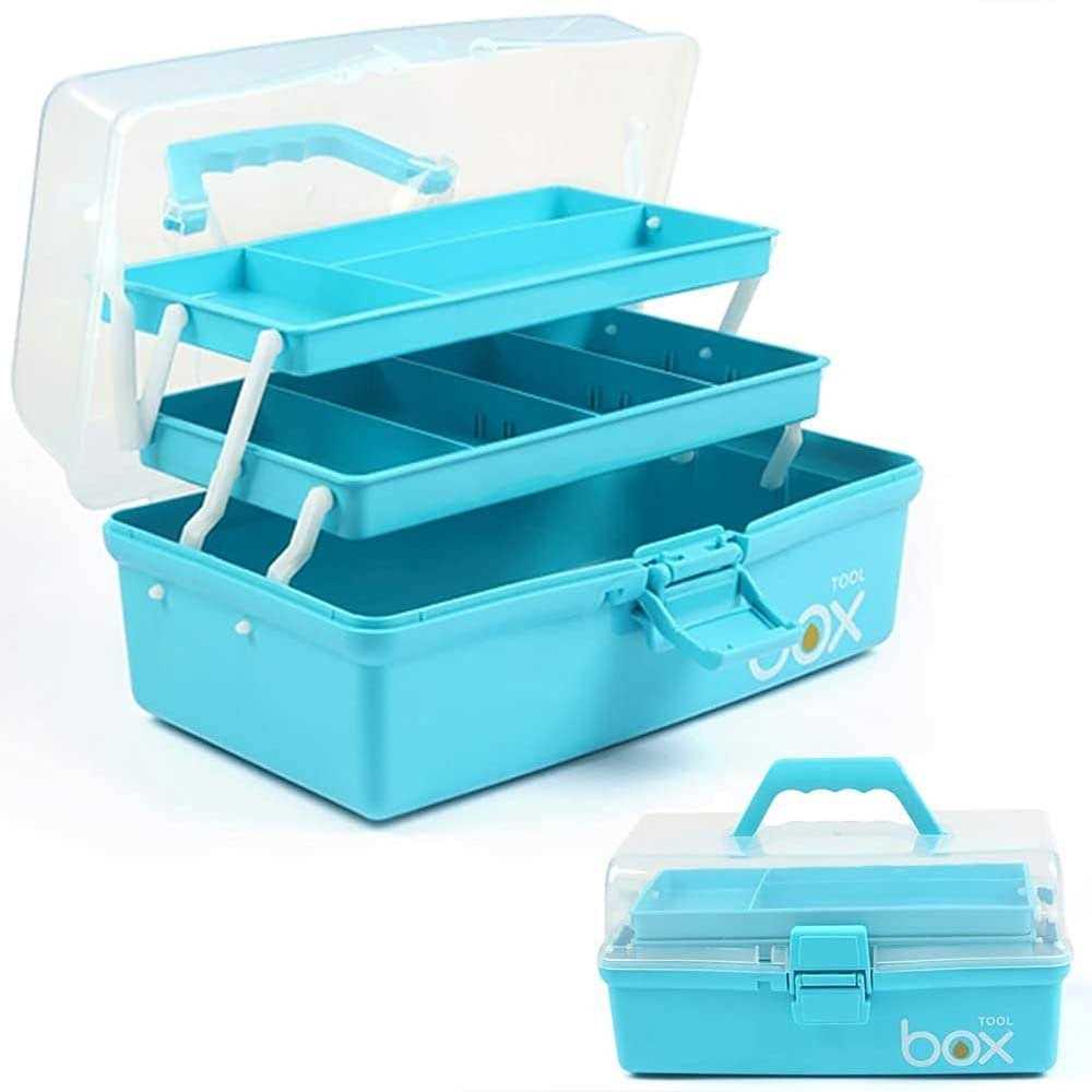TERGOO 12in Three-Layer Multipurpose Storage Box Folding Tool Box/Art & Crafts Case/Sewing Supplies Organizer/Medicine Box - Cheap Fitting