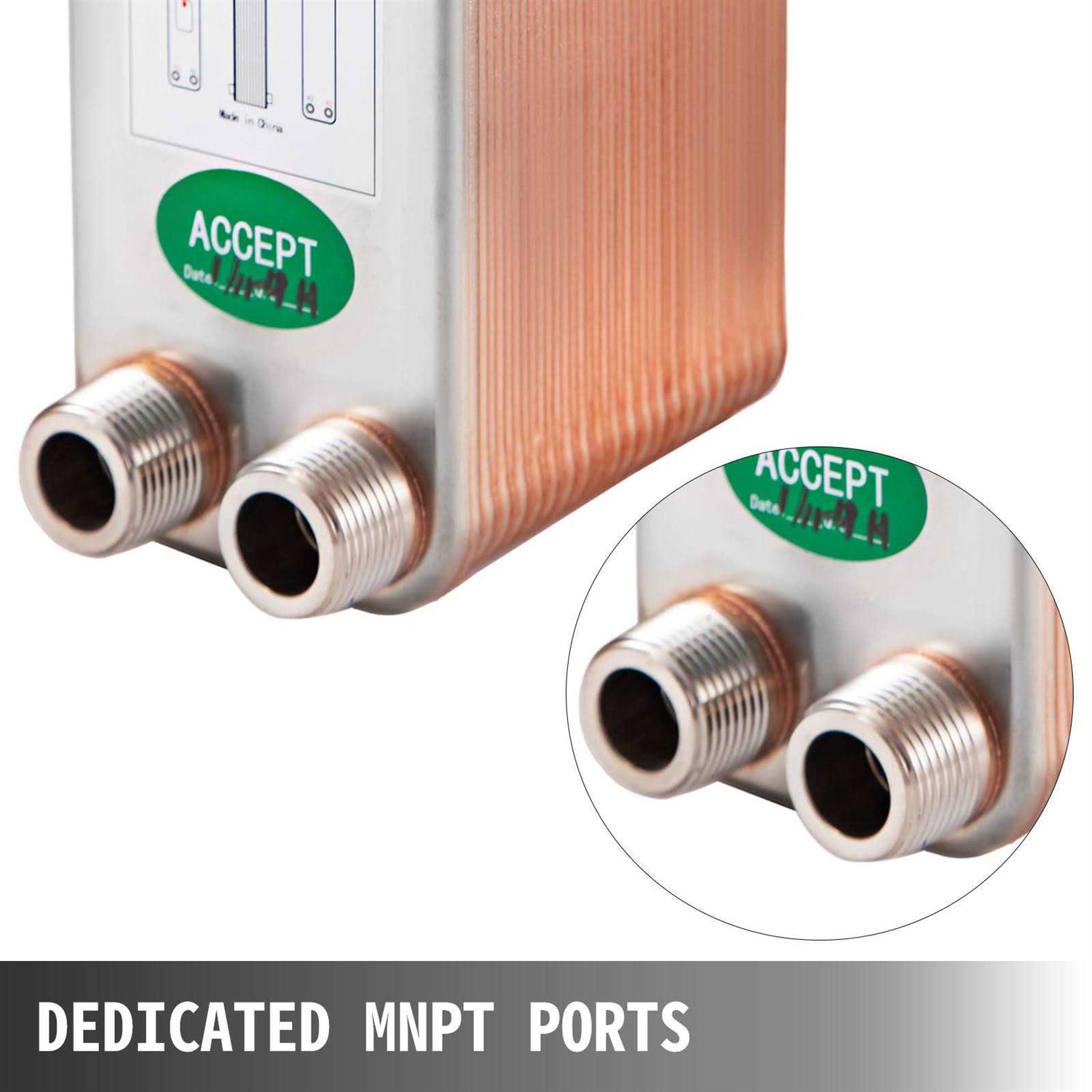 VEVOR Heat Exchanger Brazed Plate Heat Exchanger 40 Plate Heat Exchanger for Heating BSHRQ1240MN34G601V0 - Cheap Fitting