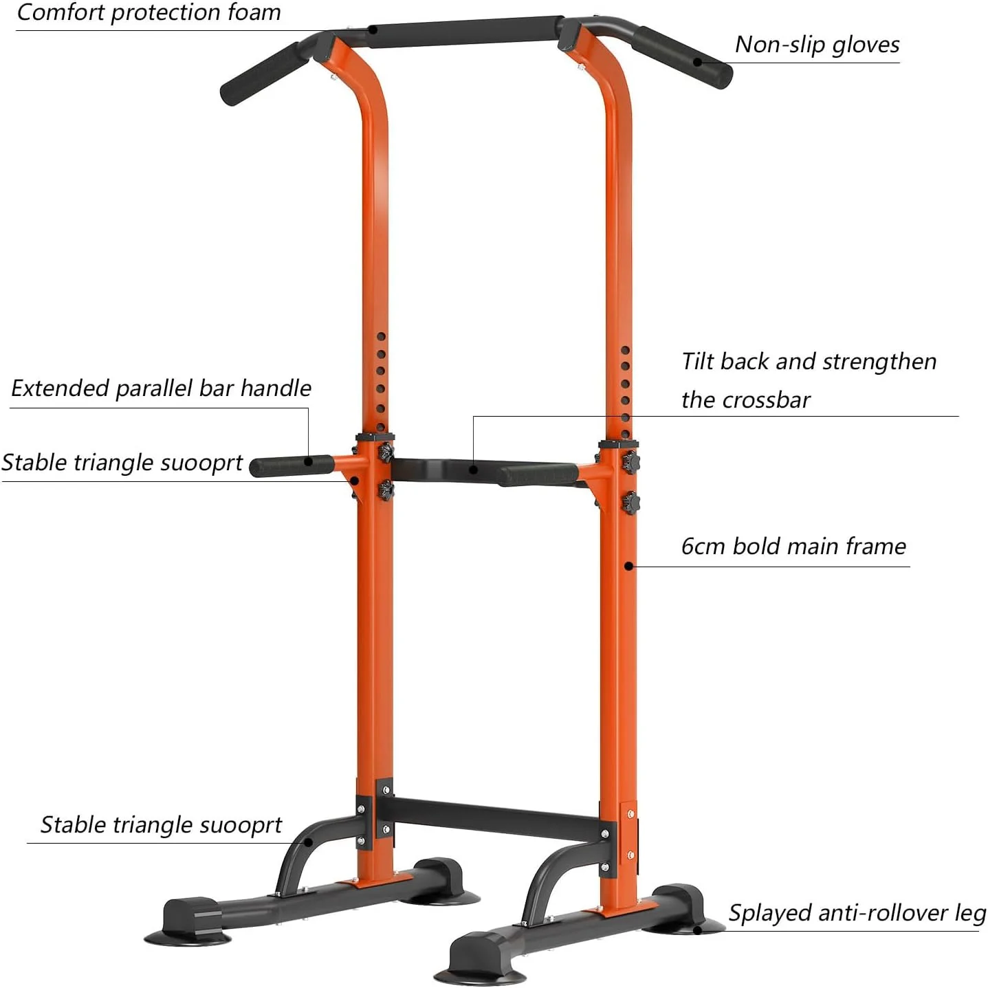 SOGES Height Adjustable Power Tower Dip Stands Pull up Bar Strength Training for Home Gym Black - Cheap Fitting