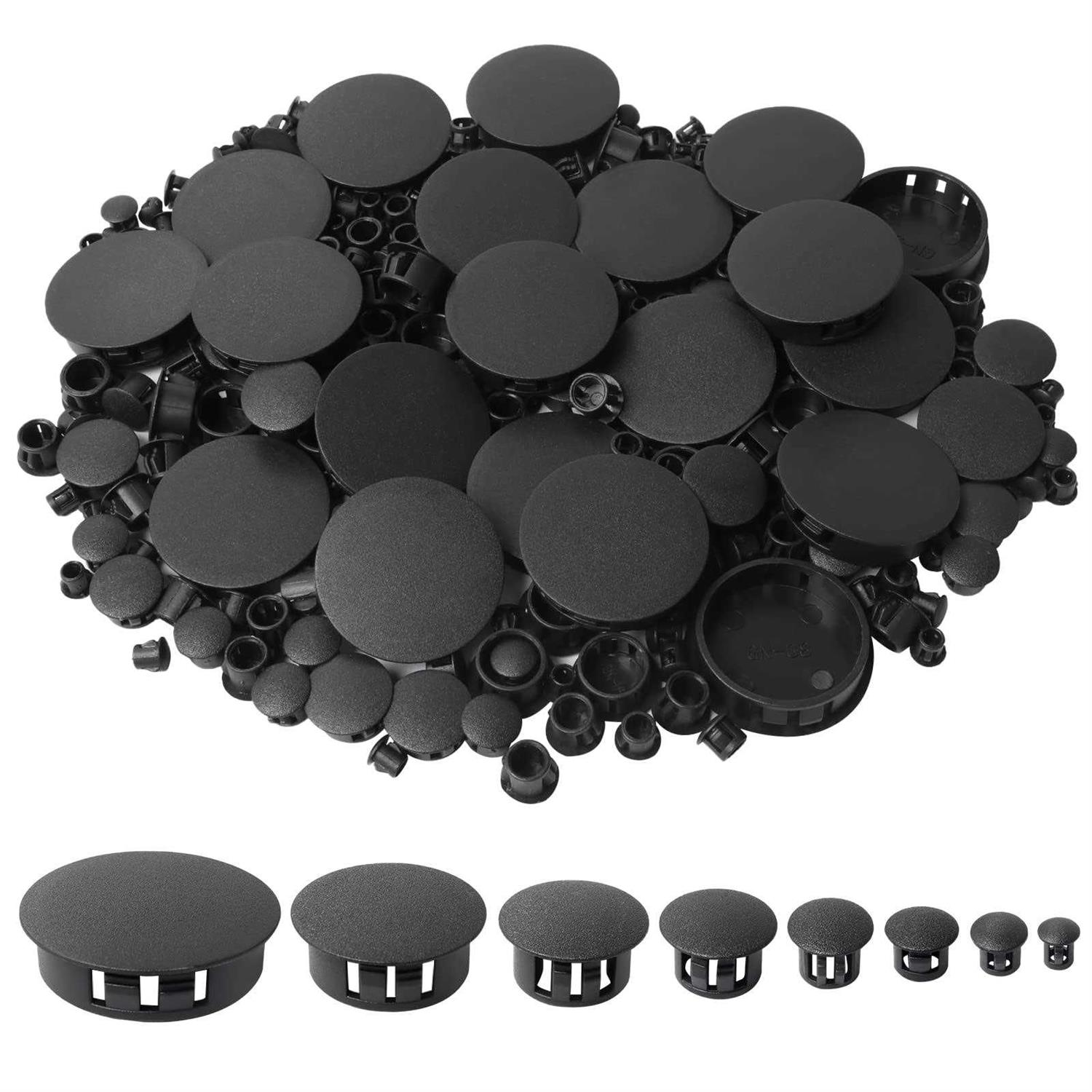 320Pcs 8 Sizes Black Plugs Hole Plastic Hole Plugs Hole Round Plugs - Cheap Fitting
