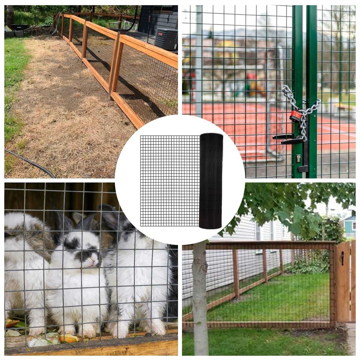 DWALE Hardware Cloth Pvc Coated Wire Mesh 48” x Mesh Black Vinyl Coated Fence Chicken Wire Fencing Gauge Chain Link Fence for Chicken - Cheap Fitting