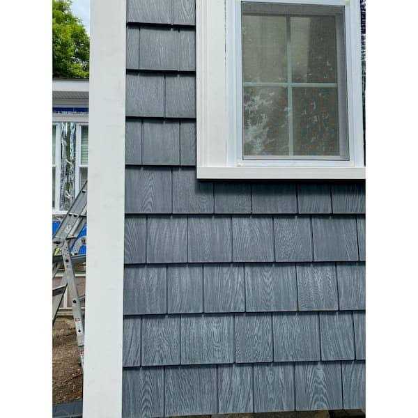 Grayne 6-1/2 in. x 60-1/2 in. Rustic Slate Engineered Rigid PVC Shingle Panel 5 in. Exposure - Cheap Fitting