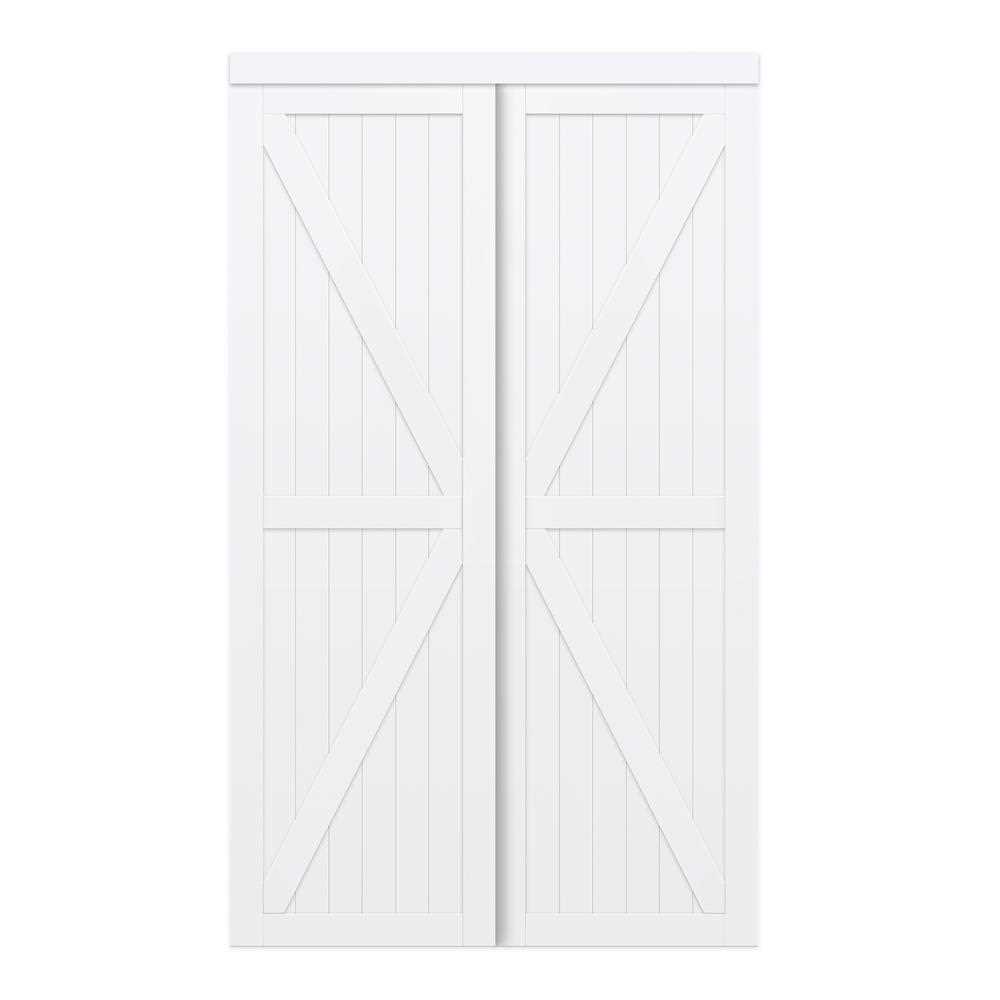 RELIABILT Trident 48-in x 80-in White K-frame Prefinished Mdf Sliding Door Hardware Included | EU3295PWPWE048080 - Cheap Fitting