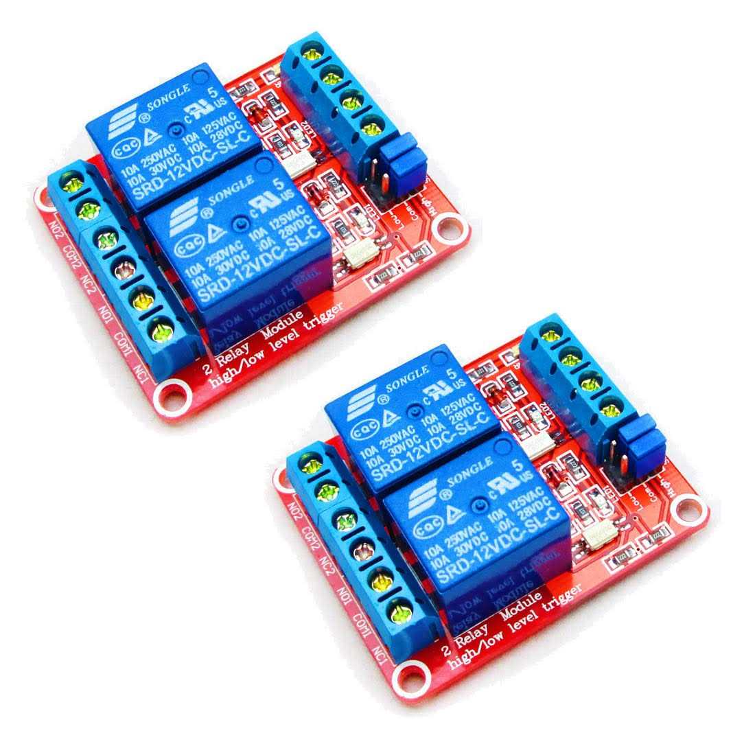 HiLetgo 2pcs DC 12V 2 Channel Relay Module with Isolated Optocoupler High and Low Level H/L Level Trigger Module Triggered by DC 12V - Cheap Fitting