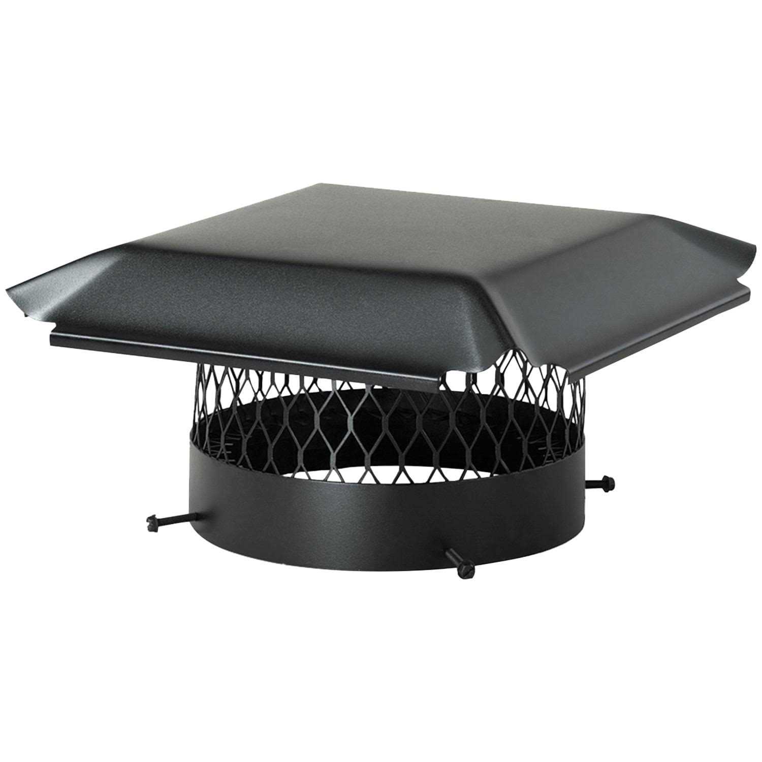 Draft King CBO12 Round Black Galvanized Steel Bolt on Single Flue Chimney Cap - Cheap Fitting