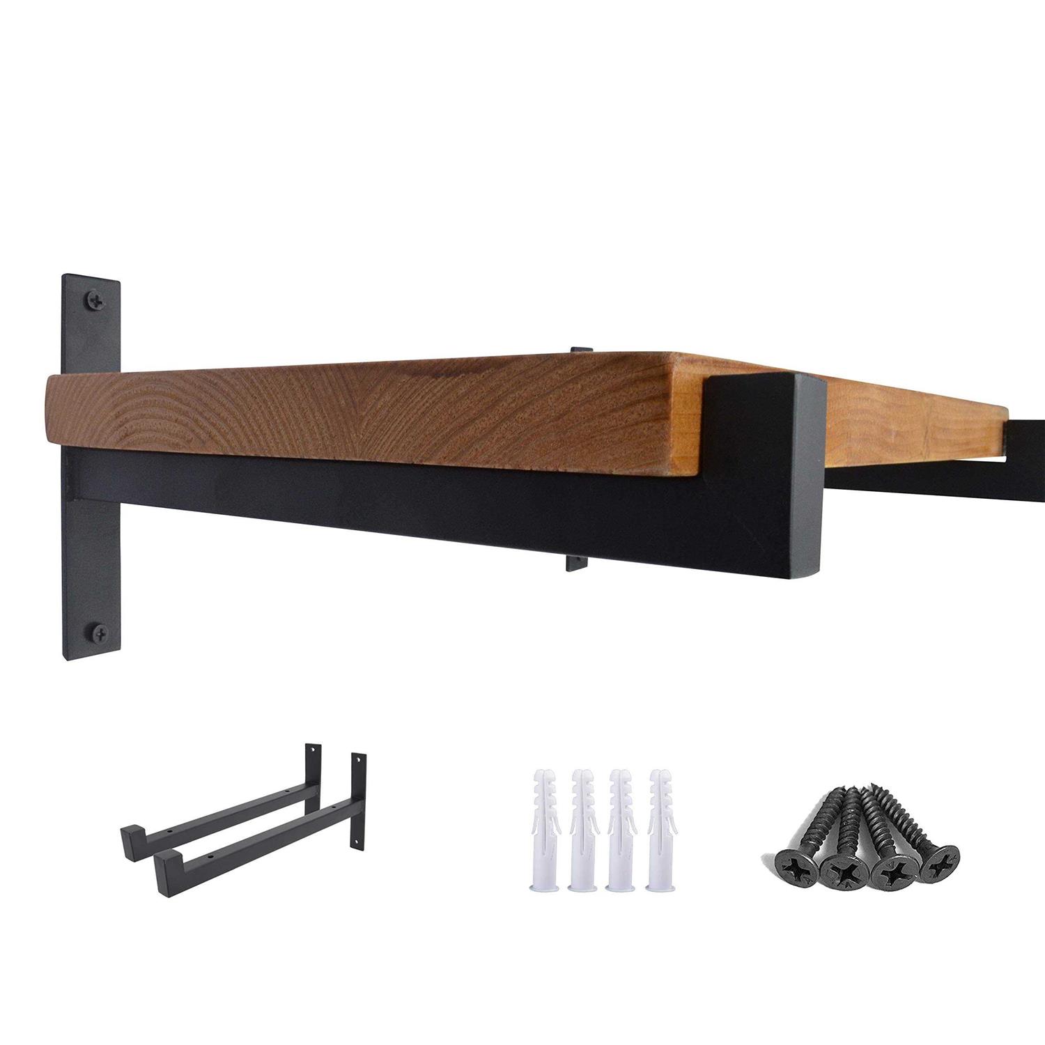 OVOV 2 Pcs Steel Heavy Duty Shelf Brackets Wall Mounted Industrial Metal Shelf Supports Matte - Cheap Fitting