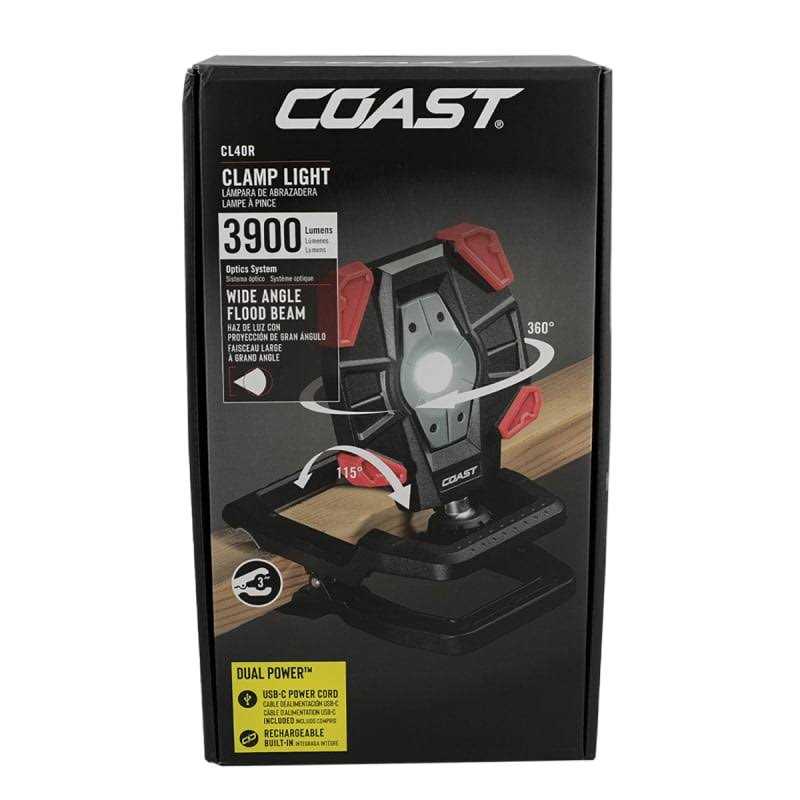 Coast CL40R 3900 Lumens Rechargeable Clamp Work Light - Cheap Fitting