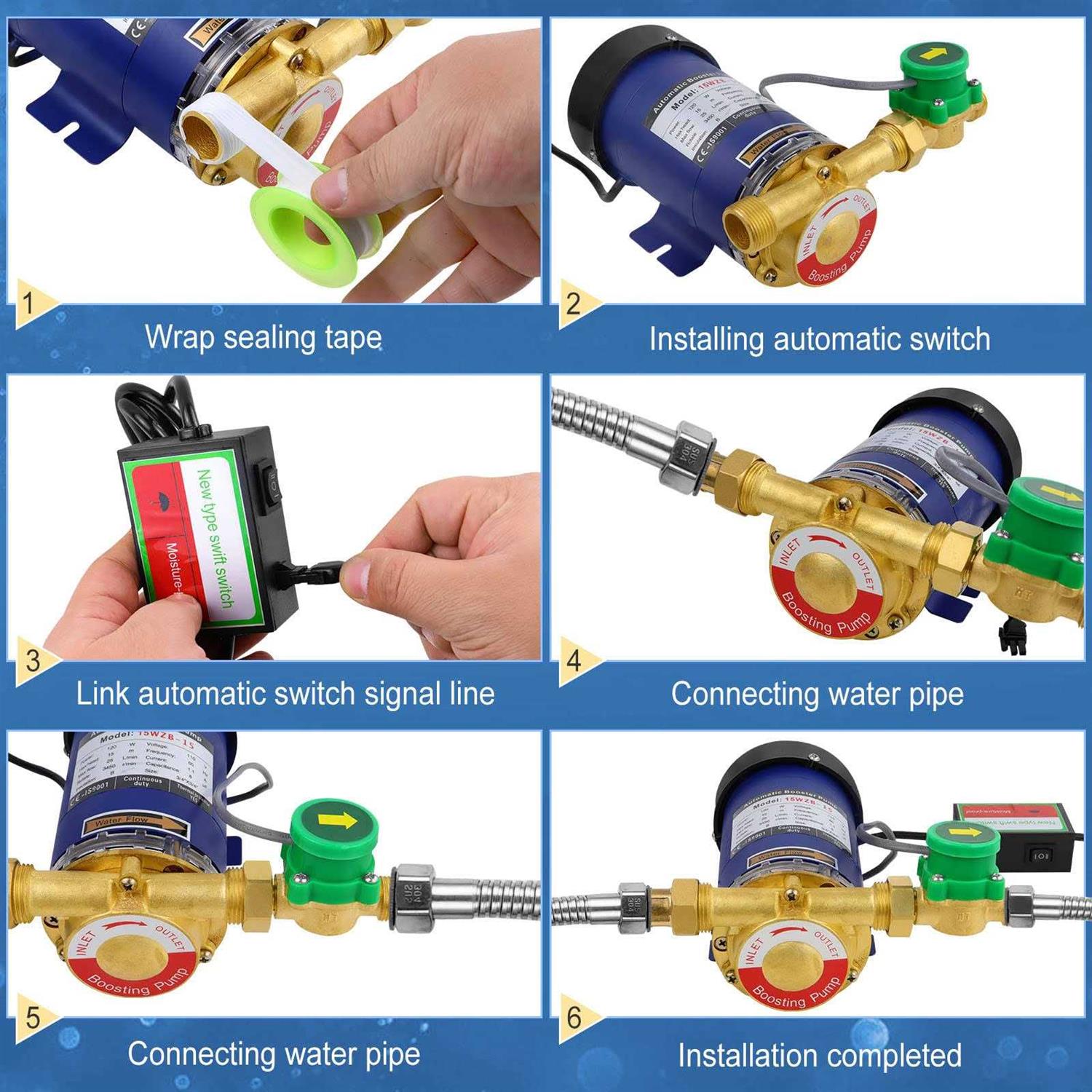 120W Home Water Pressure Booster Pump with Automatic Water Flow Switch - Cheap Fitting