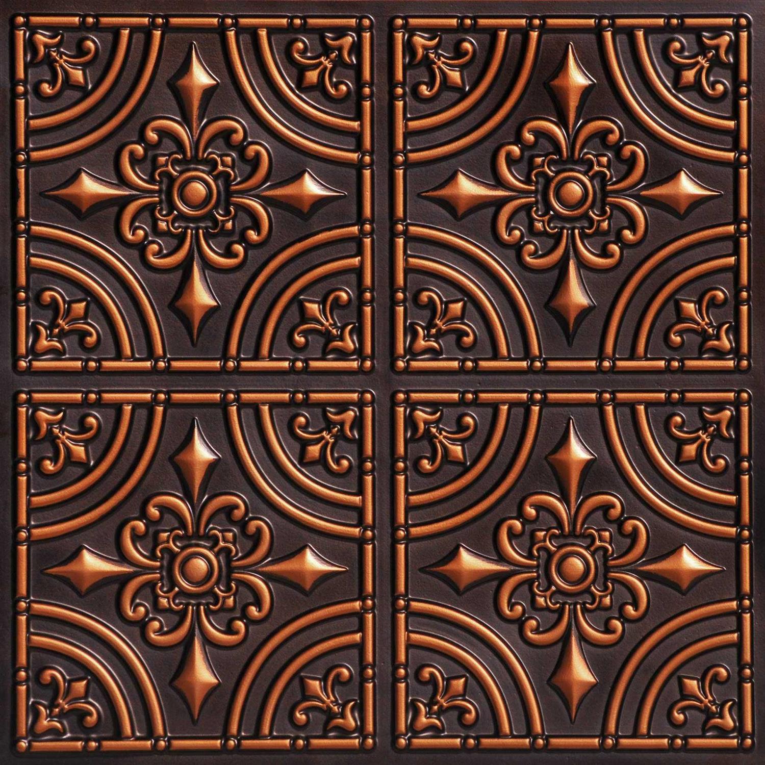 from Plain to Beautiful in Hours Wrought Iron PVC 2′ x 2′ Glue-Up Ceiling Tile - Cheap Fitting