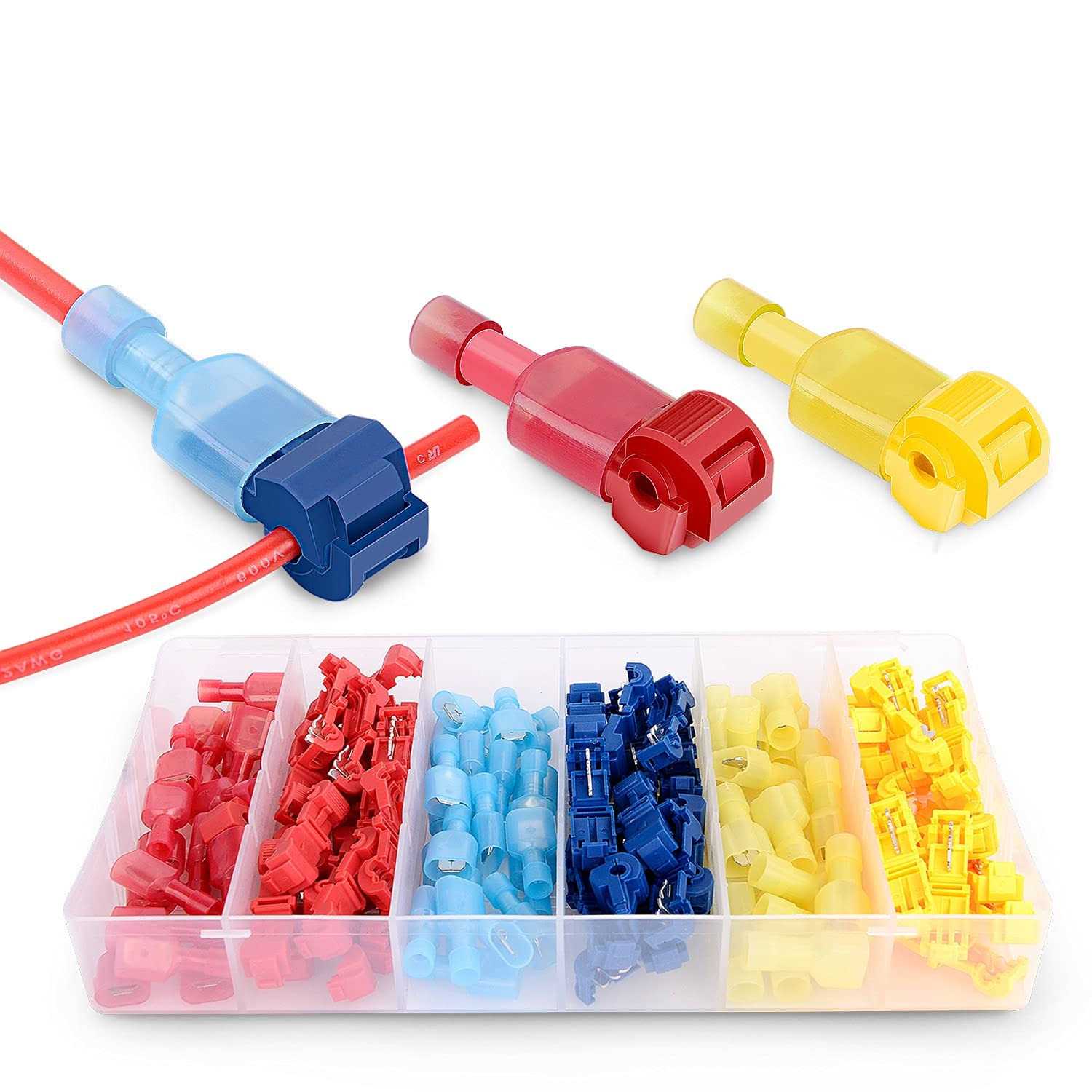 Nilight 50004r 120 Pcs/60 Pairs Quick Splice Wire Terminals T-Tap Self-stripping with Nylon Fully Insulated Male Quick Disconnects Kit - Cheap Fitting