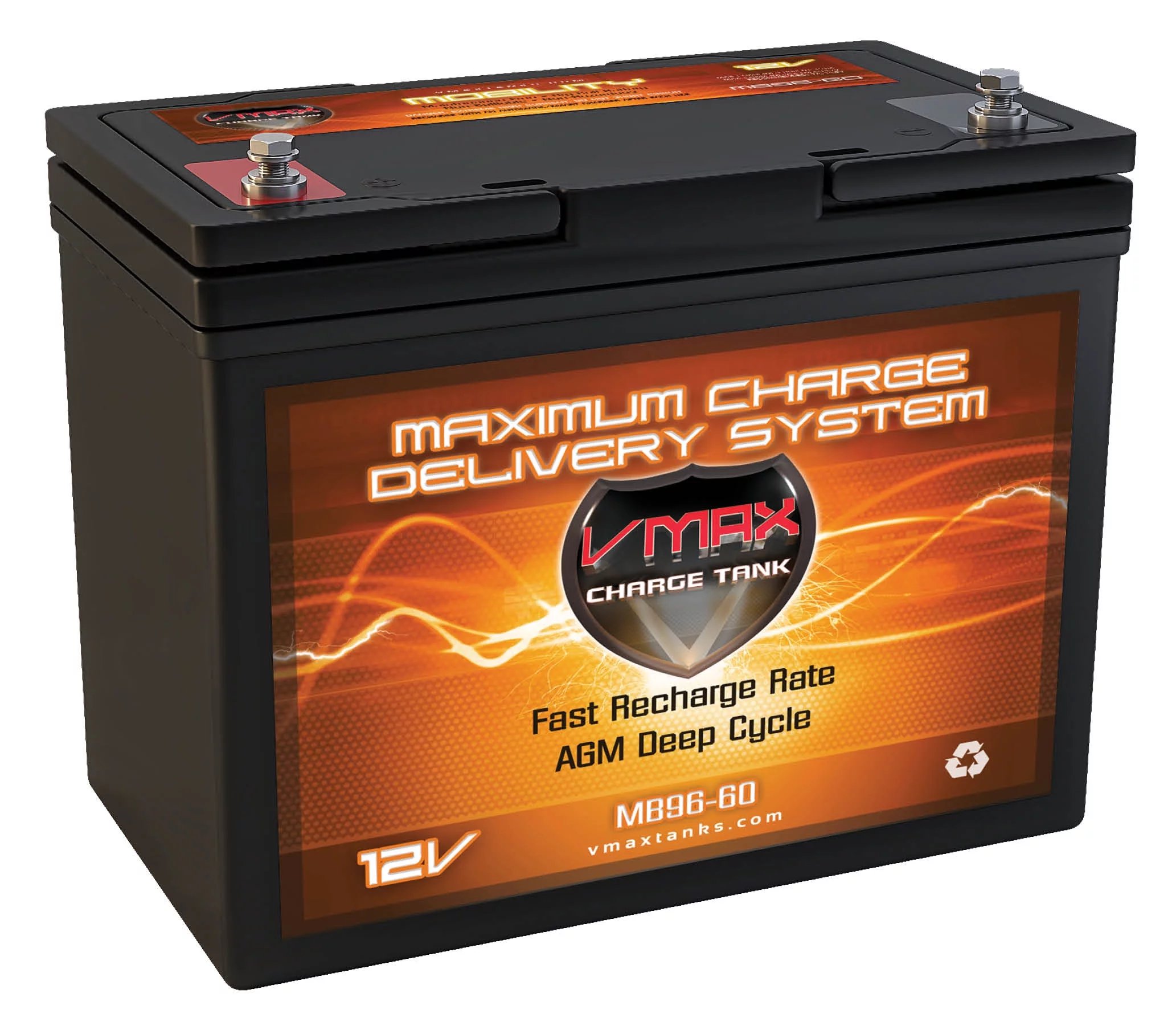 VMAXMB96 AGM Group 22 Deep Cycle Battery Replacement for Everest & Jennings Model 34 Adult 22NF 12V 60Ah Wheelchair Battery - Cheap Fitting