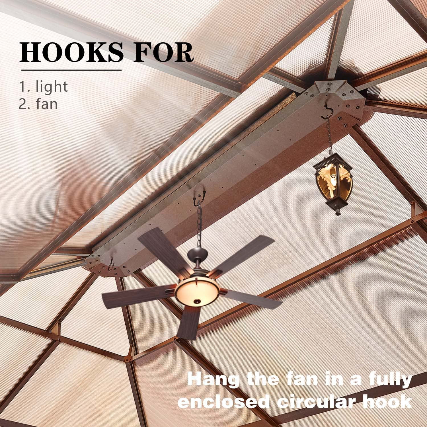 Yoleny 12'x16' Outdoor Polycarbonate Double Roof Hardtop 12 ft Gazebo Canopy, Brown - Cheap Fitting