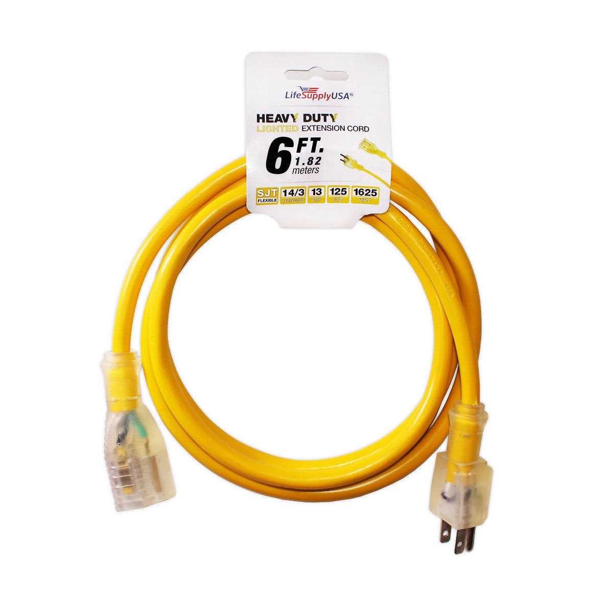 LifeSupplyUSA Amp 125-Volt SJTW Indoor/Outdoor Heavy-Duty Lighted End Extension Cord - Cheap Fitting