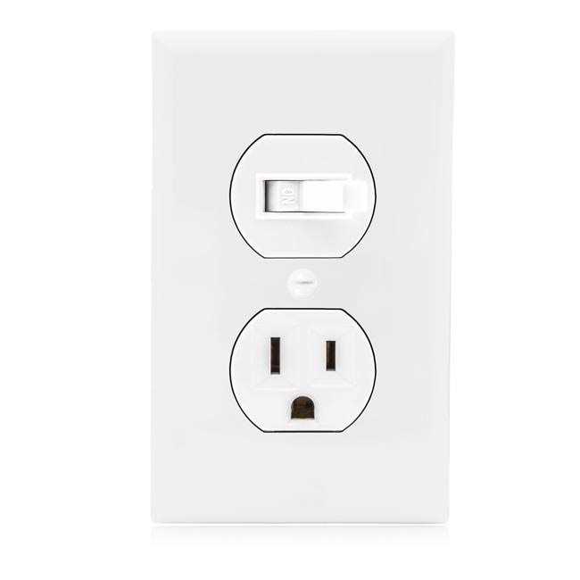 Maxxima Combination Toggle Light Switch and Outlet Single Pole White Decor Combo Style Receptacle - Cheap Fitting