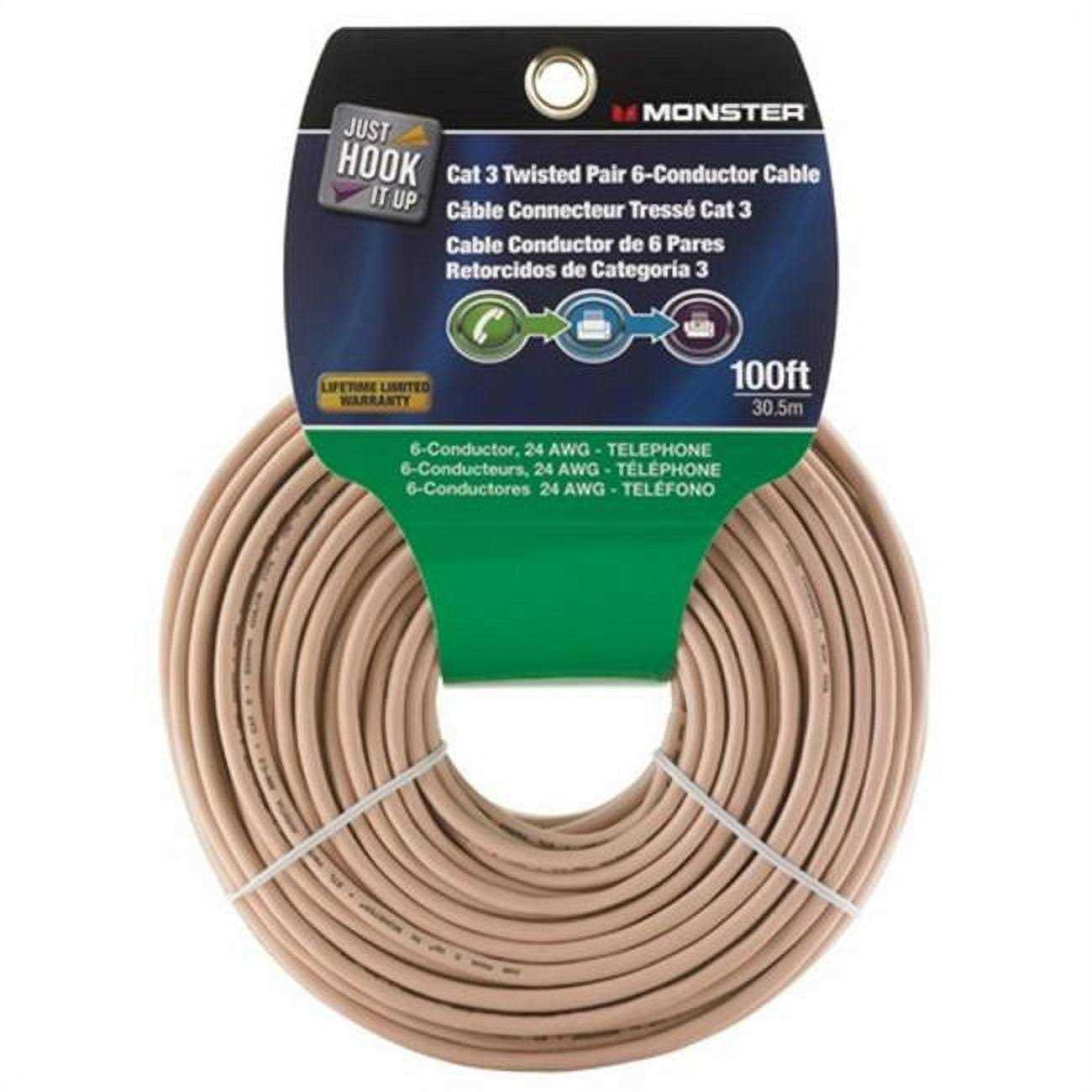 Monster Category 3 Twisted Pair Wire Just Hook It Up 100 ft. L Ivory - Cheap Fitting